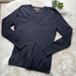 Fenn Wright Manson Merino Wool V Neck Work Office Classic Sweater Small